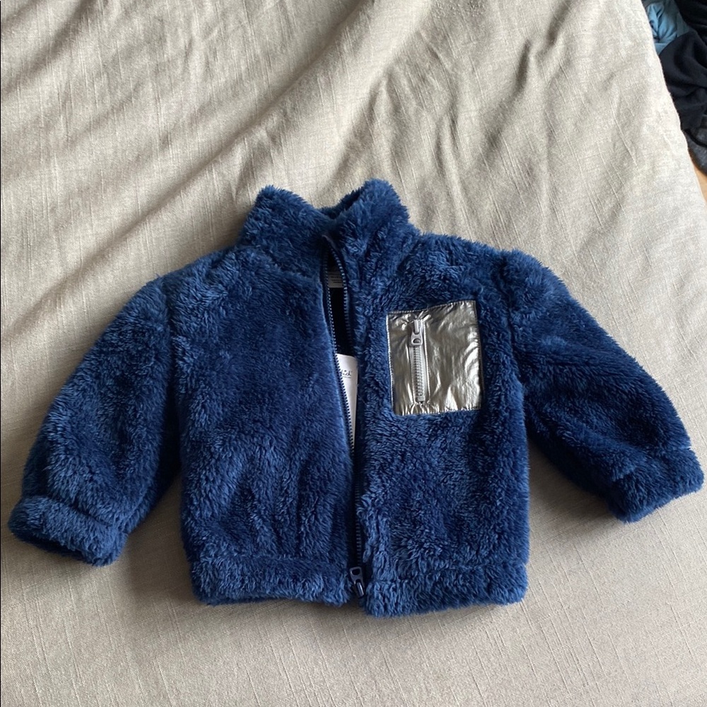 Splendid Blue Puffer Jacket with High Collar and Elastic Cuffs
